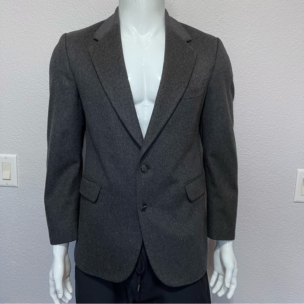 Vtg J.G. Hook Men 40 Blazer Charcoal Gray Cashmere Blend 2-Button Italy Fabric